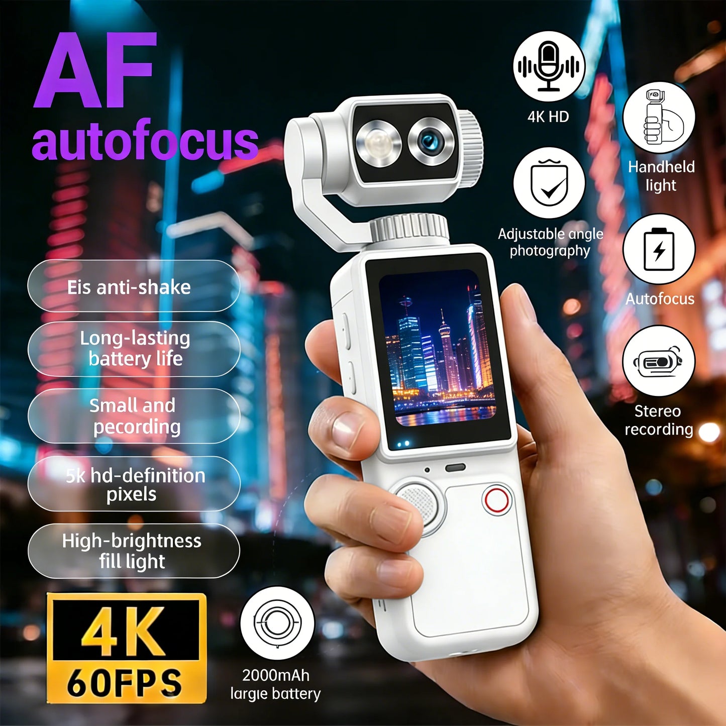 2026 new 4K Vlog camera portable pocket sports camera touch screen 16x optical autofocus anti-shake camera video 180° lens flip
